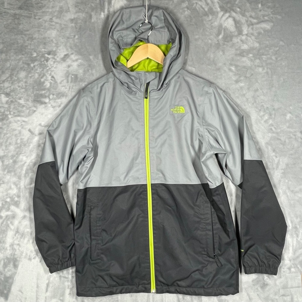 The North Face Boys XL 18/20 DryVent Grey Colorblock Hooded Rain Jacket